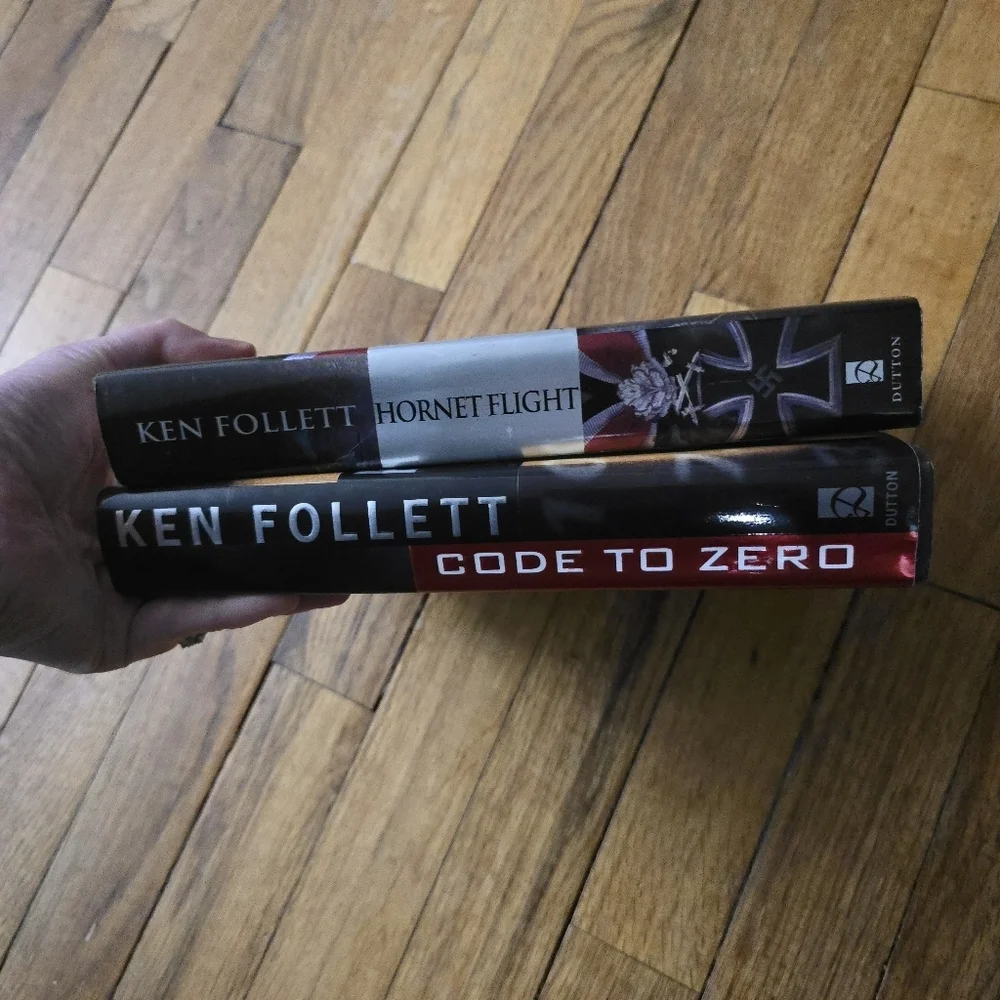 1ST Edition Ken Follett Lot of 2 Hardcover Books Hornet Flight, Code To Zero